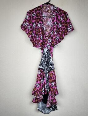 Free People XS Cutout Pink Black Floral Mini Dress